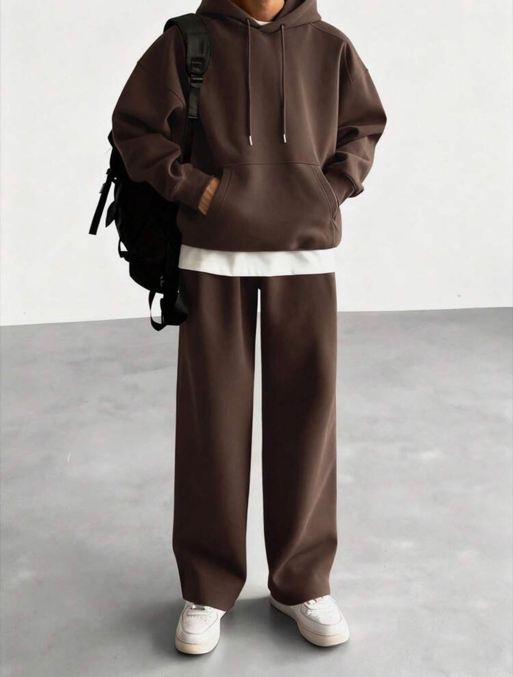 Men’s Solid Color Hooded Sweatshirt & Casual Pants Two-Piece Set – Fall/Winter Outfit