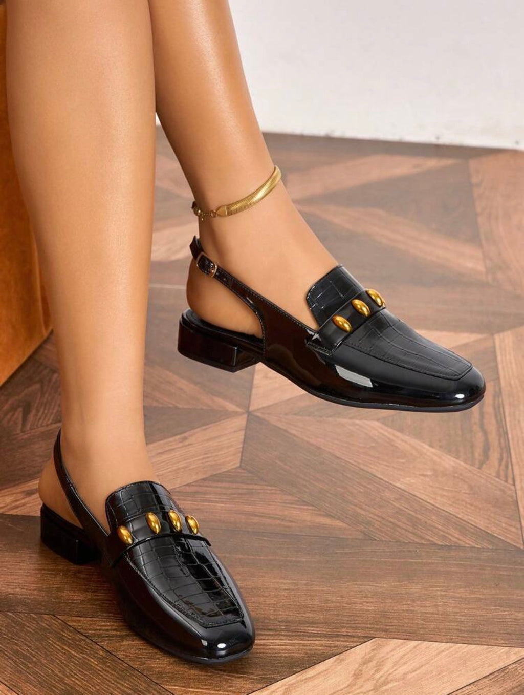 Women’s Breathable Backless Mule Flats – Low Heel Closed Toe Canvas Shoes