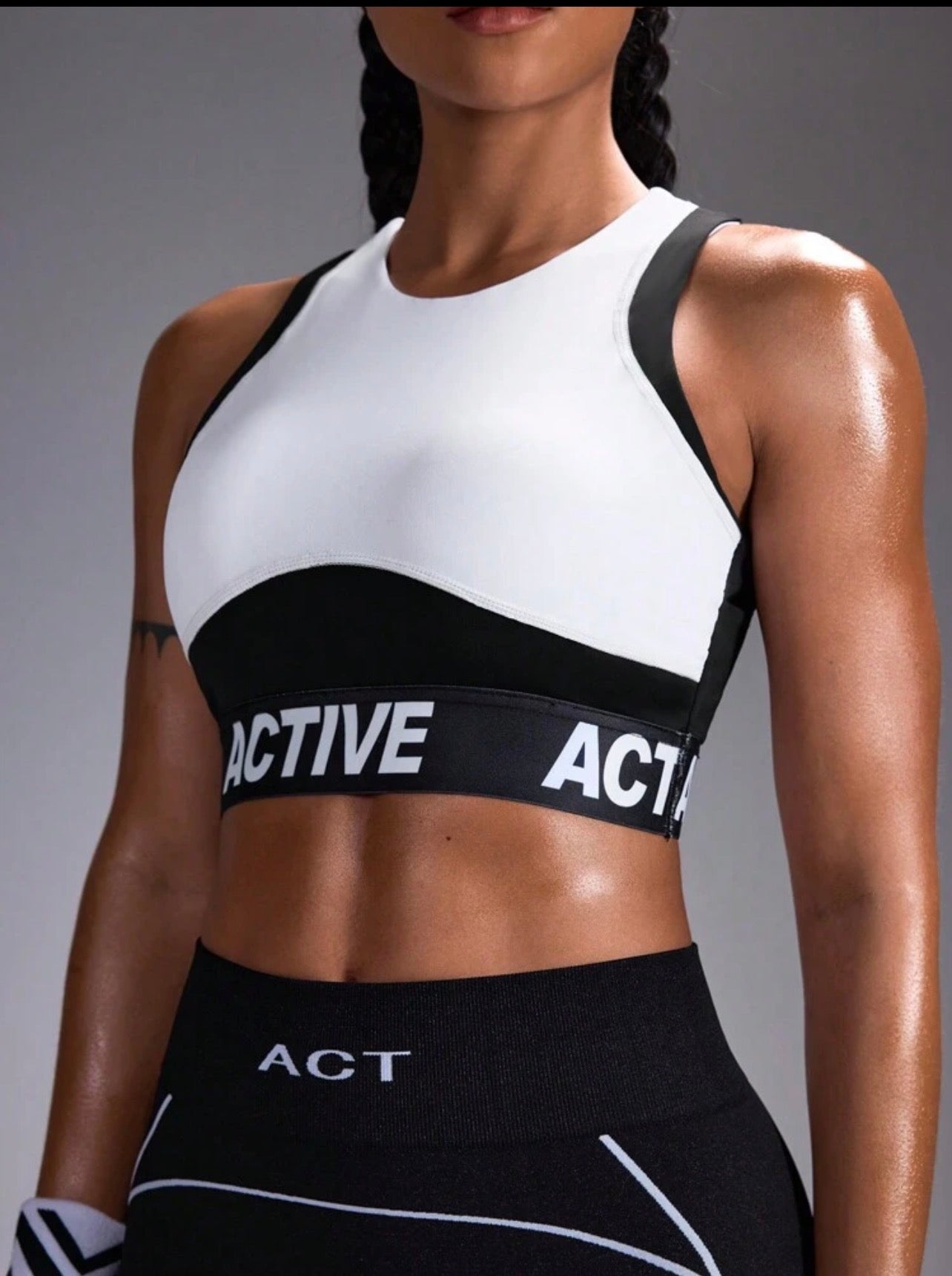 Women’s Letter Print Breathable Sports Bra & Activewear Set for Fitness and Training