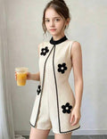 Girls Colorblock Floral Sleeveless 2-in-1 Open Front Jumpsuit for Summer Vacation Wear
