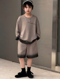 Tween Boys Letter Graphic Drop Shoulder Long Sleeve T-Shirt & Shorts Outfit Set