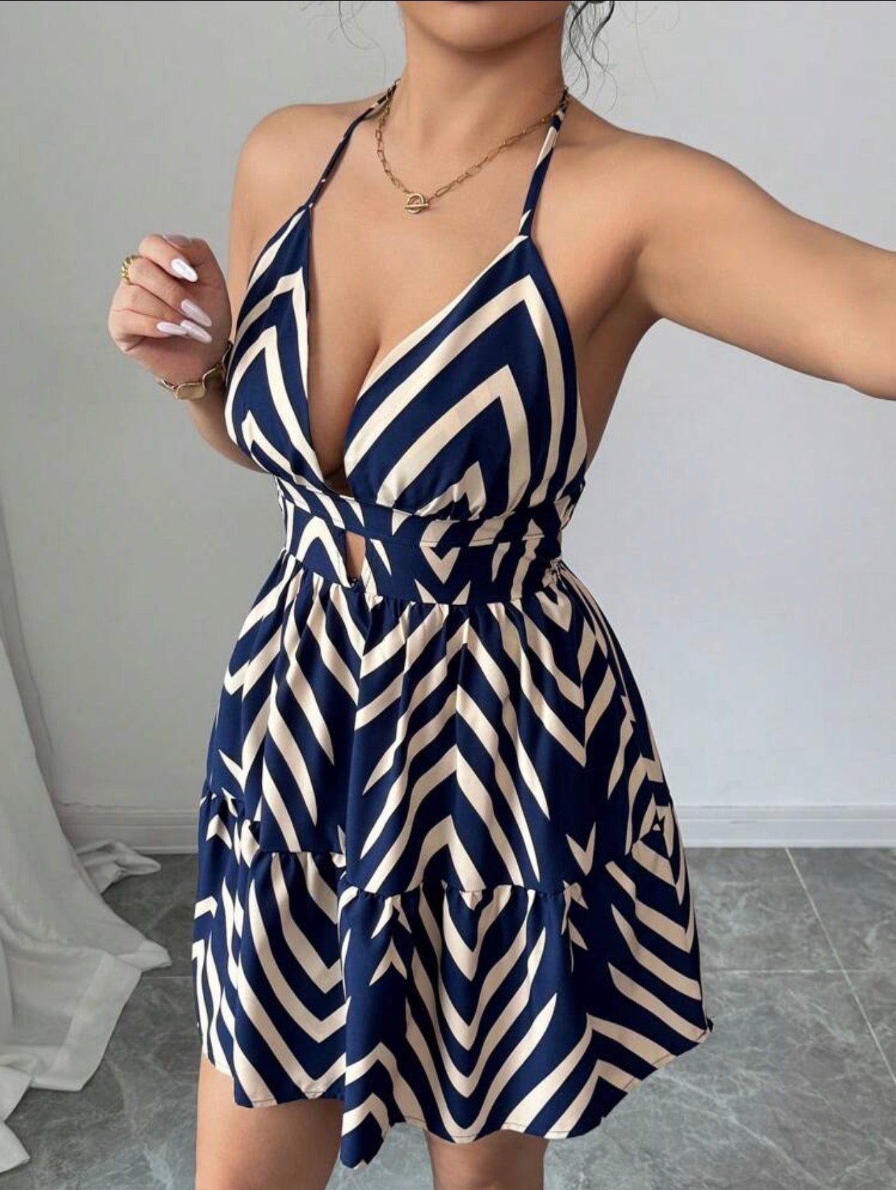 Elenzga Women’s Bohemian Print Spaghetti Strap Backless Vacation Dress