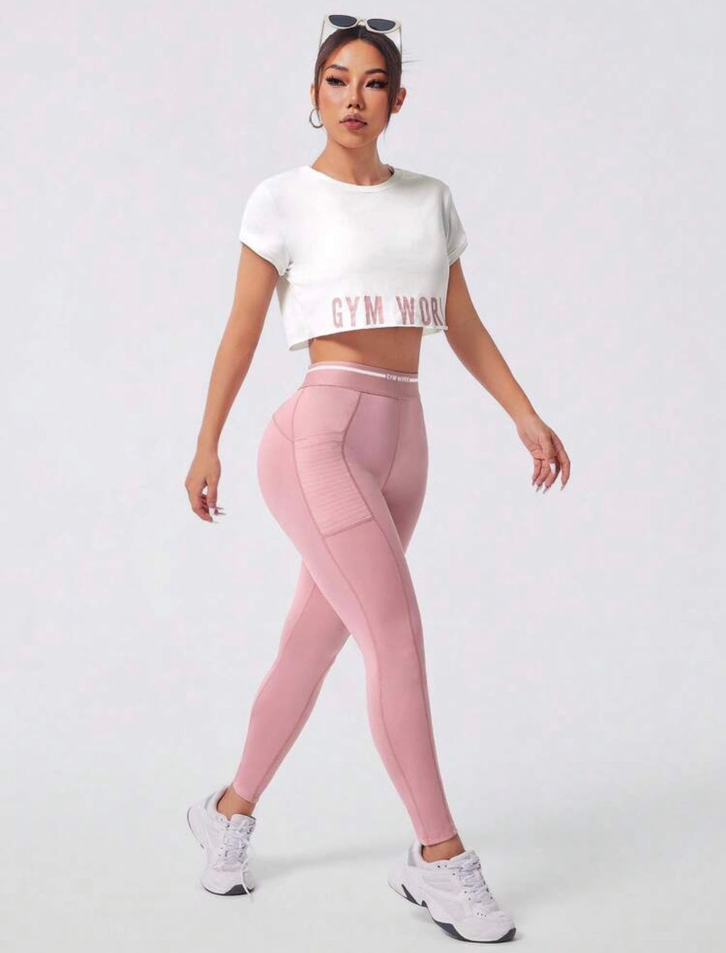 Women’s Letter Print Short Sleeve Top & Pants Workout Set
