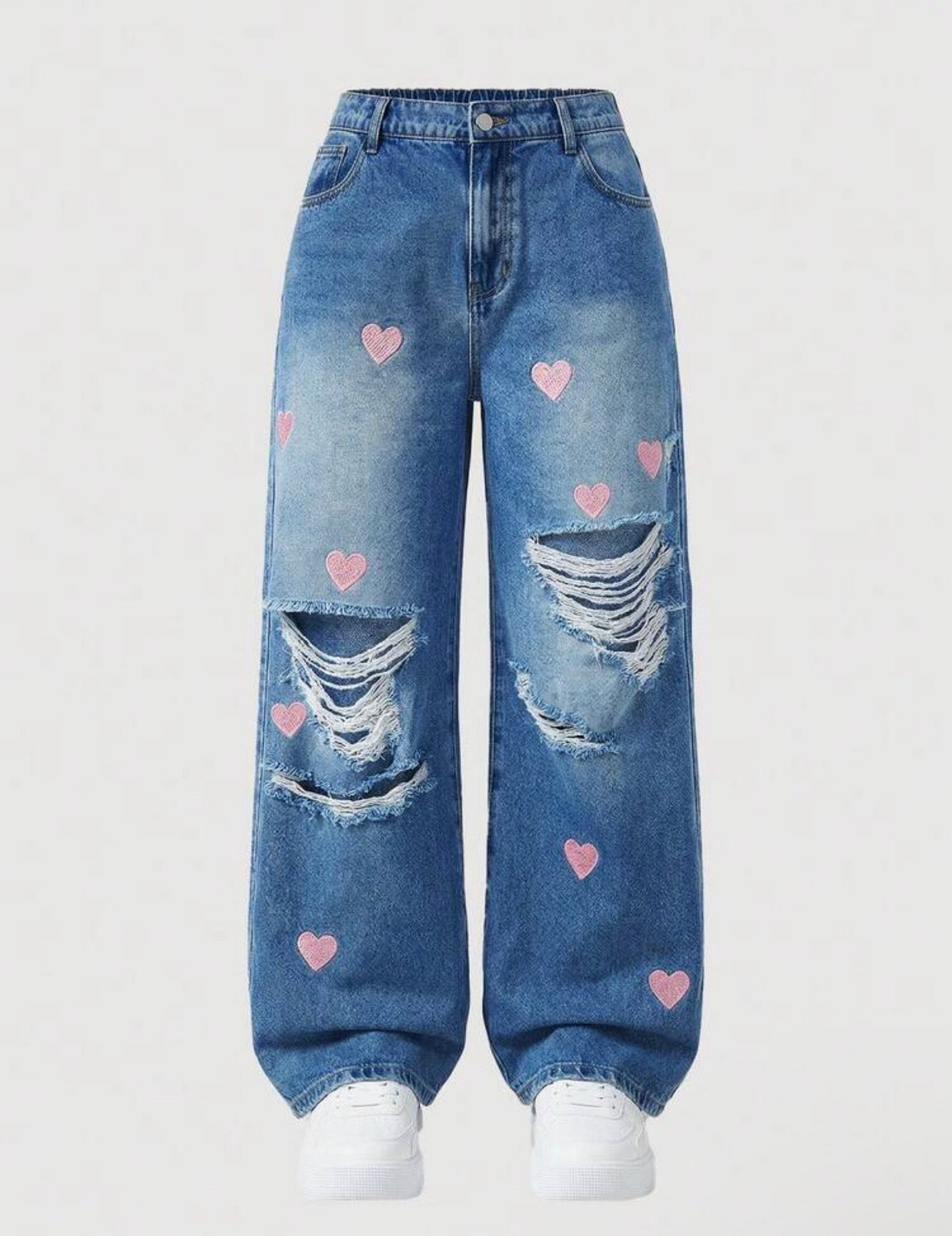 💙 MOD Plus Size Baggy Ripped Wide Leg Jeans