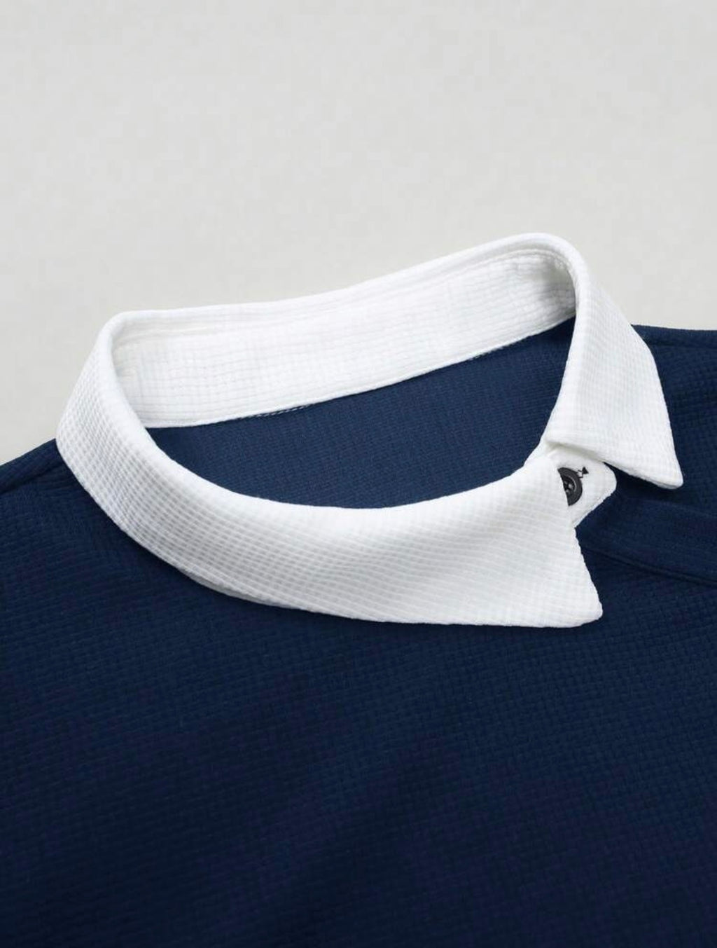 Men’s Contrast Color Long Sleeve Buttoned Knitted Polo Shirt – Casual Business Top