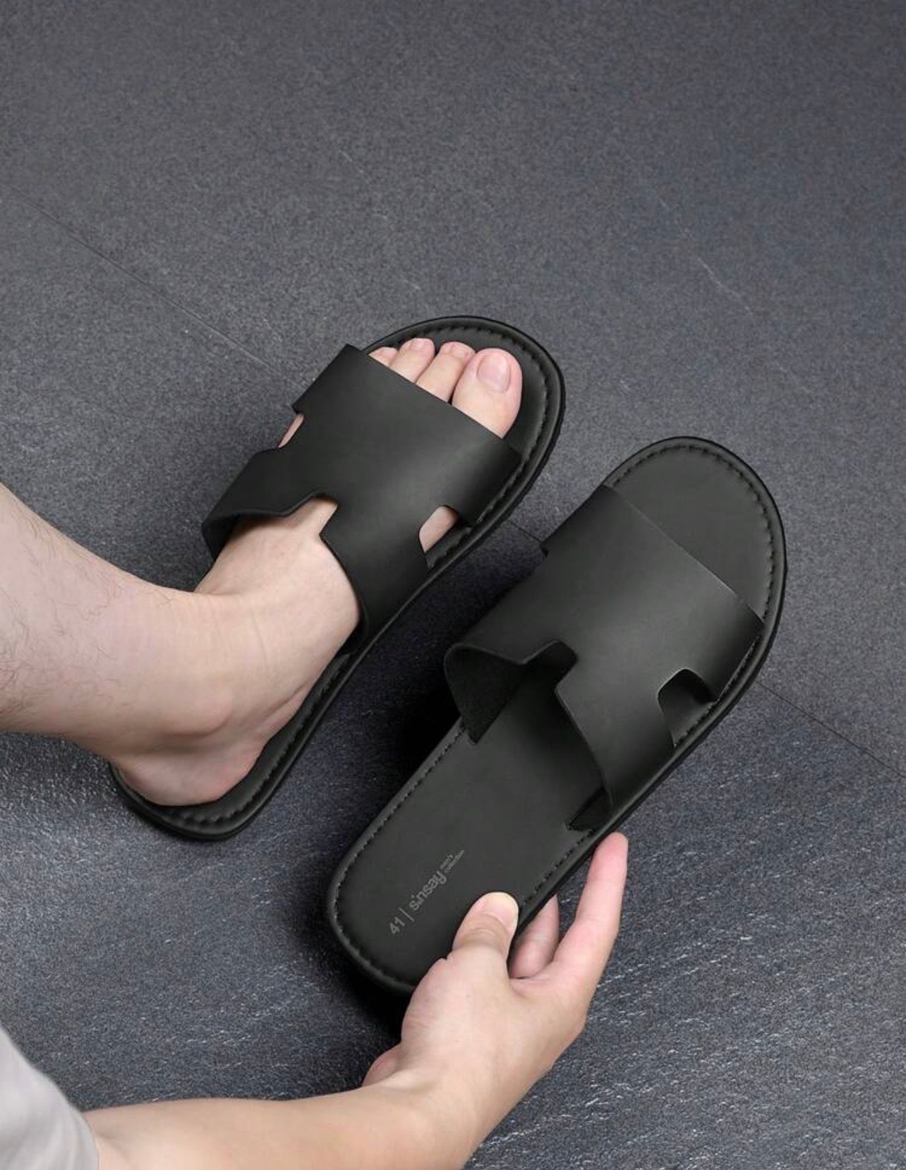 Men’s Solid Color Open-Toe Non-Slip Casual Slippers for Indoor & Outdoor Wear