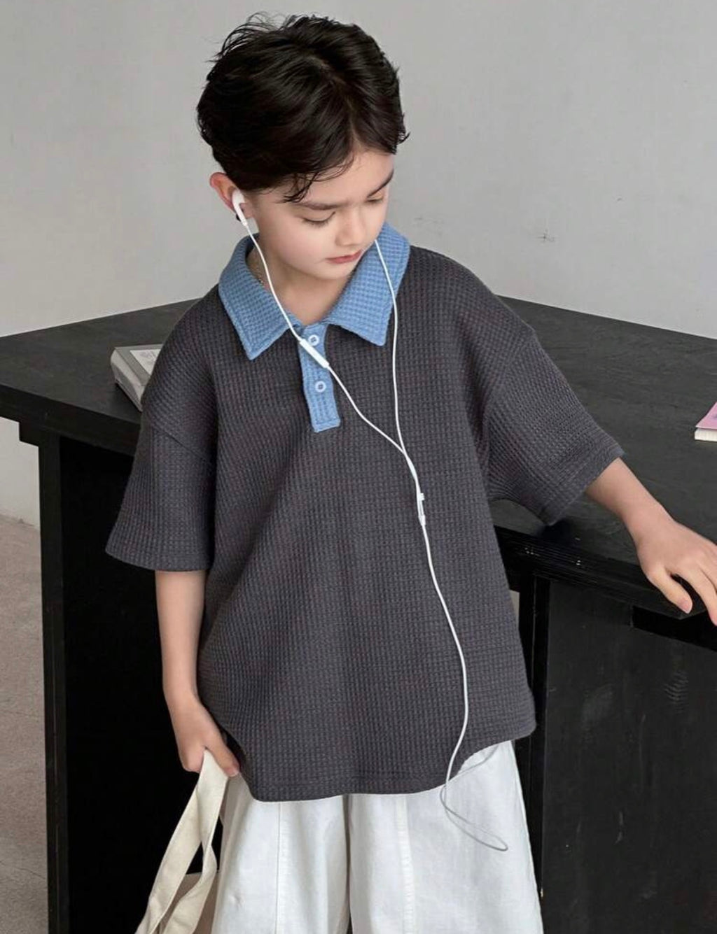 Tween Boys Colorblock Polo Collar Short Sleeve Casual T-Shirt