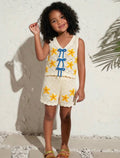 Girls Contrast Color V-Neck Knit Cover-Up Top & Shorts 2-Piece Set