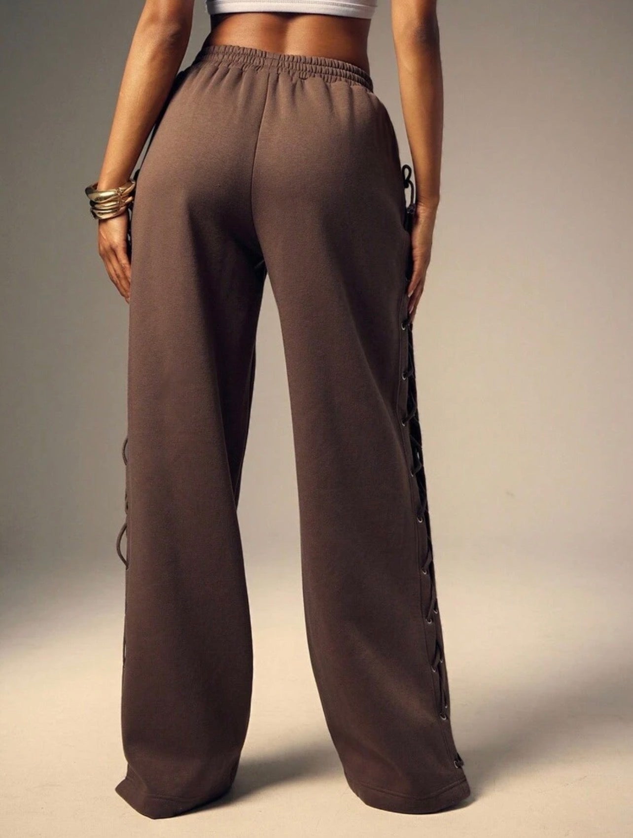 Women’s Side Cut-Out Lace-Up Sweatpants – Casual Streetwear Joggers