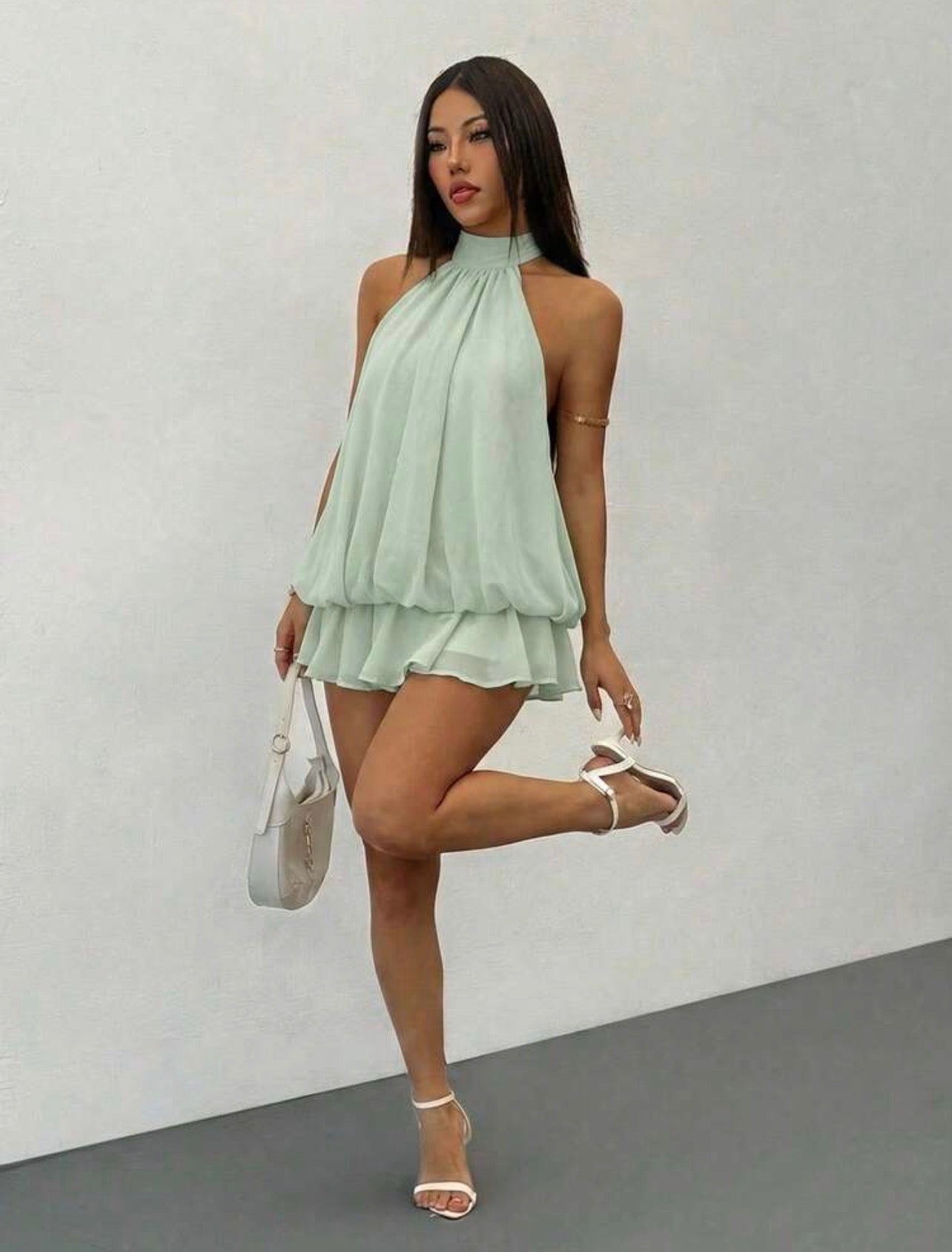 Elegant Sleeveless Tie-Neck Mini Dress for Women – Chic Party & Casual Wear Dress