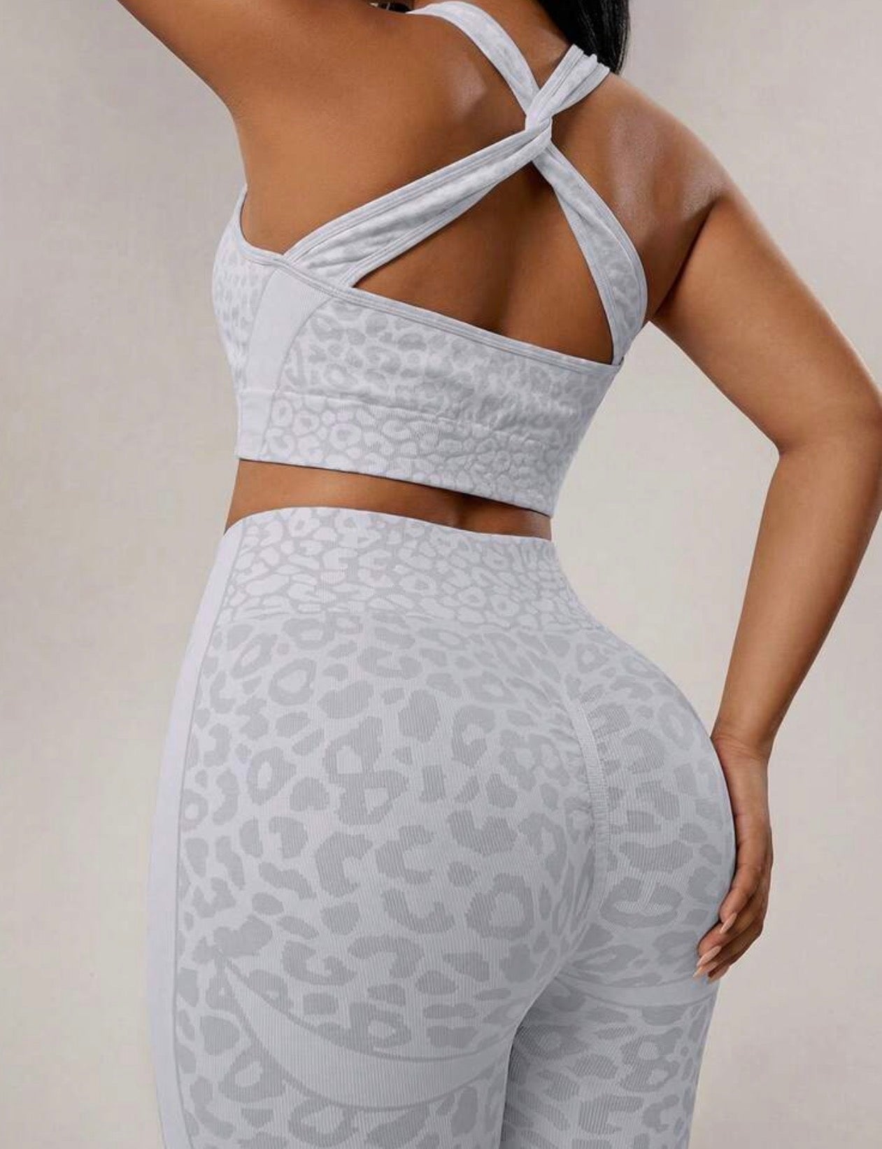 Women’s Plus Size Leopard Jacquard Camisole & Leggings Two-Piece Sports Set