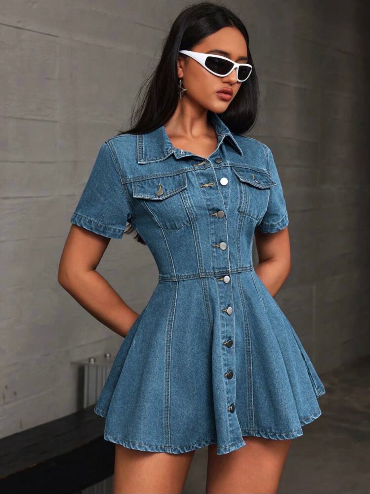 Women’s Casual Minimalist Denim Dress – Fashionable Everyday Wear