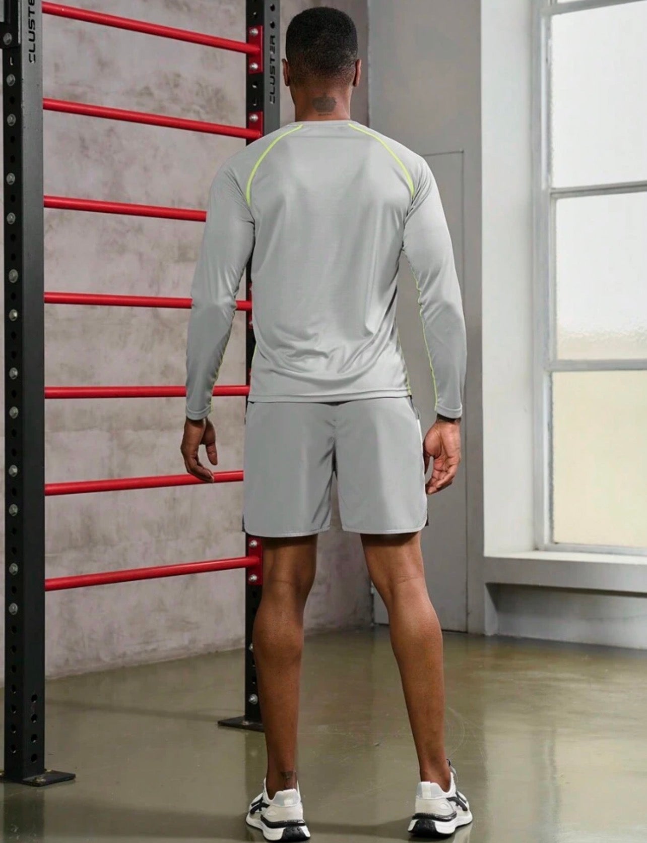 Men’s Contrast Panel Athletic T-Shirt & Shorts Boyfriend-Style Sports Set
