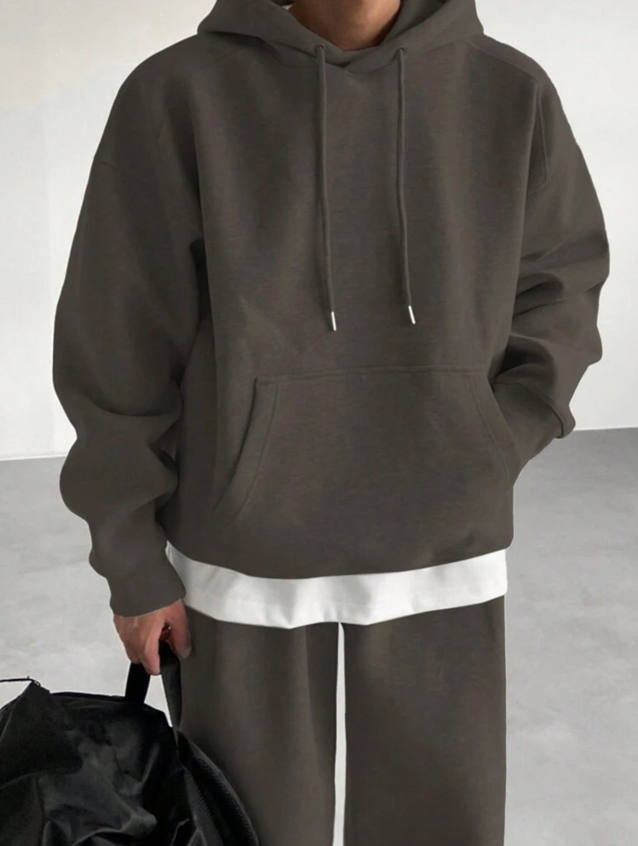 Men’s Solid Color Hooded Sweatshirt & Casual Pants Two-Piece Set – Fall/Winter Outfit