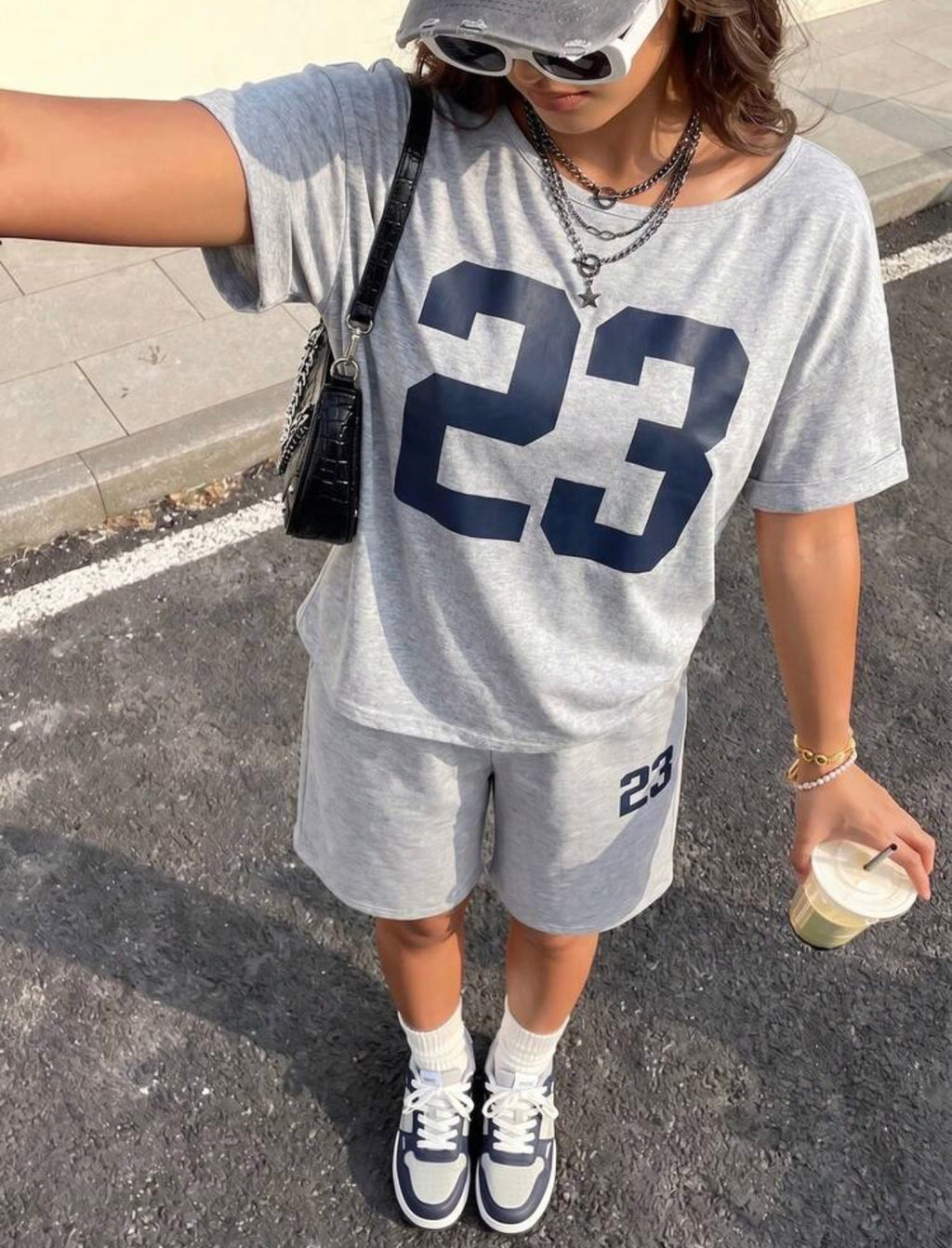 Women’s Numeric Print Short Sleeve Top & Shorts Two-Piece Set – Casual Summer Outfit