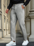 Men’s Striped Tapered Loose Fit Suit Pants with Pockets – Casual Formal Trousers