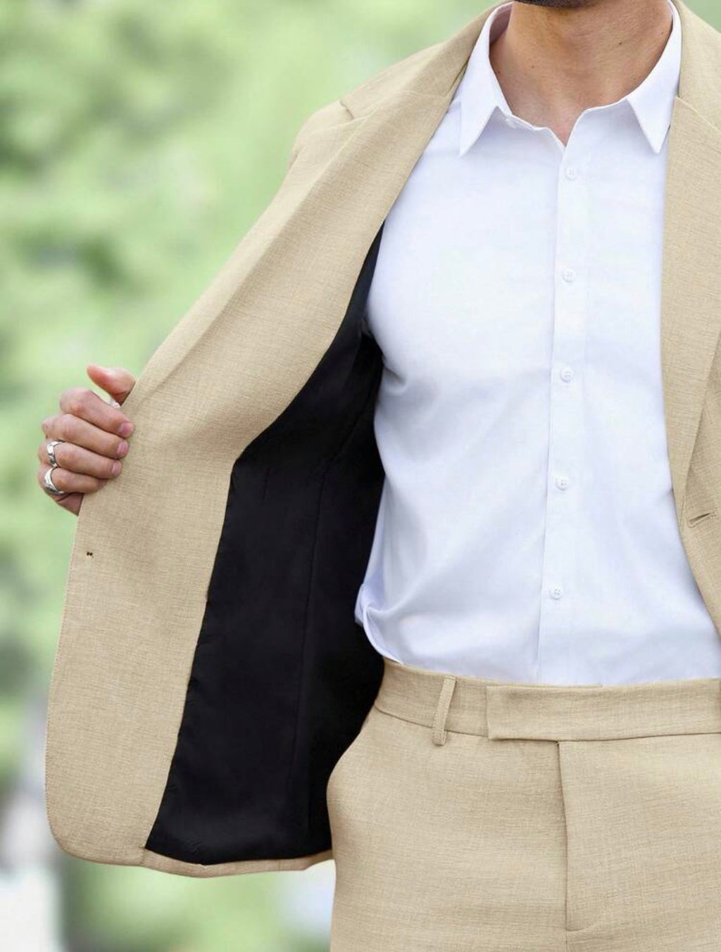 Men’s Solid Color Business Suit Set – Blazer & Pants Two-Piece Formal Outfit