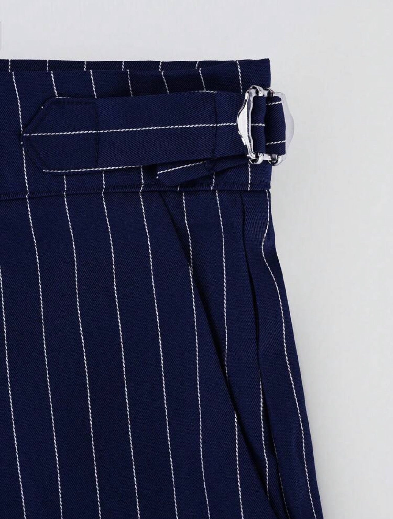 Men’s Striped Suit Pants with Slant Pockets – Casual Business Formal Trousers