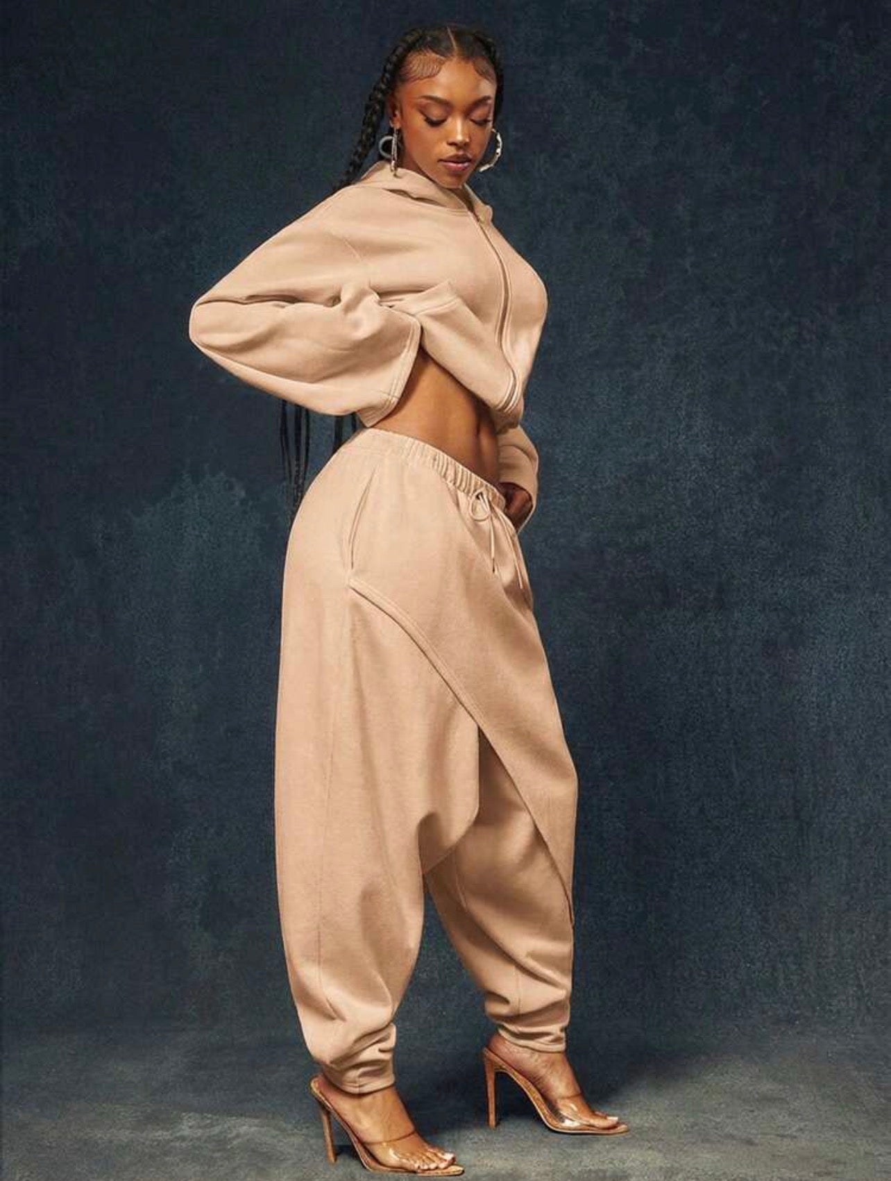 Women’s Drop Crotch Layered Detail Sweatpants – Casual Streetwear Fit