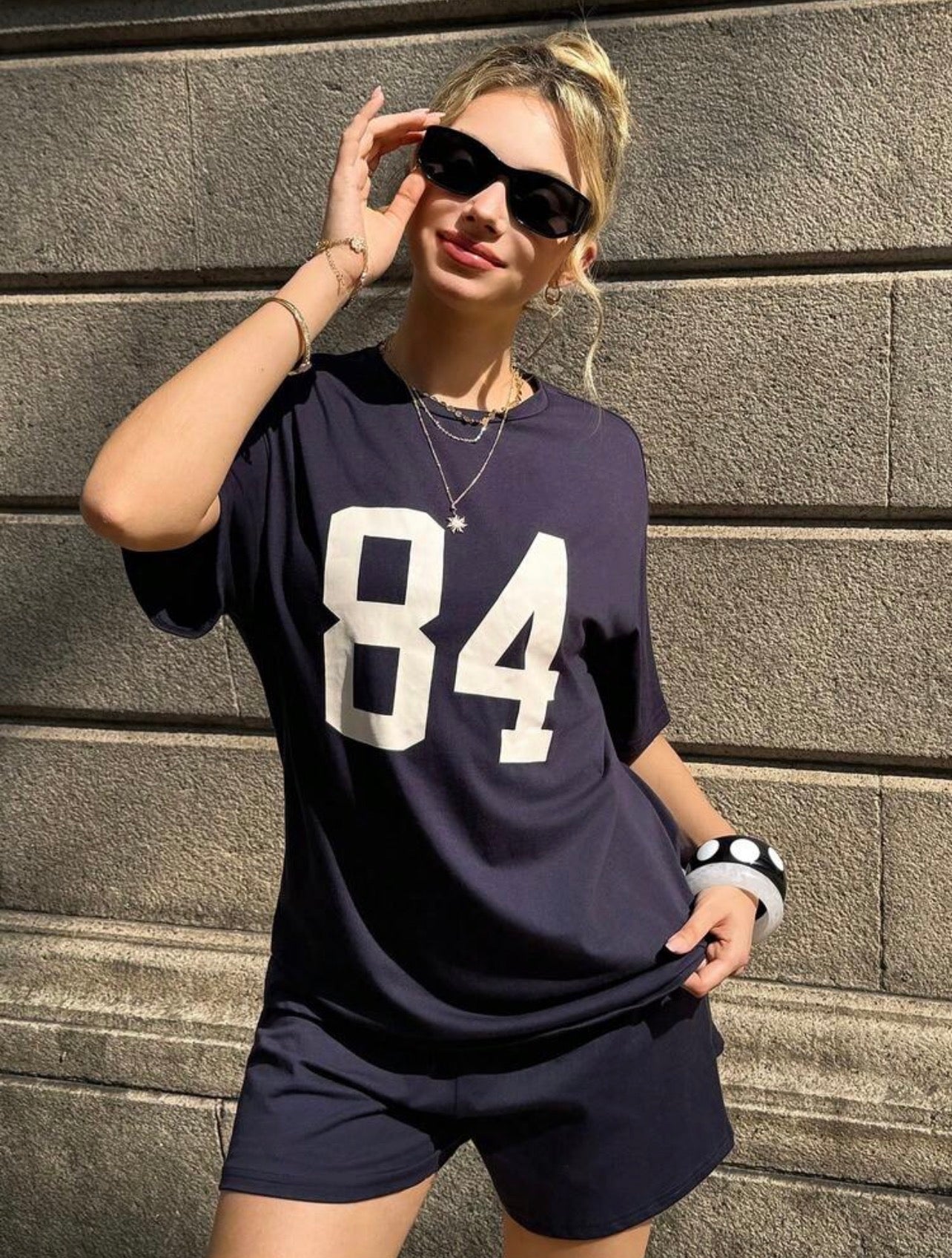 Women’s Vintage Distressed T-Shirt & Shorts Two-Piece Set – Casual Summer Outfit