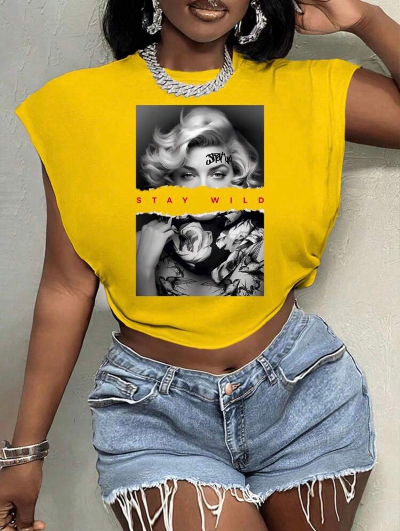 Women’s Vintage Graphic Round Neck Short Sleeve Cropped T-Shirt – Casual Summer Top