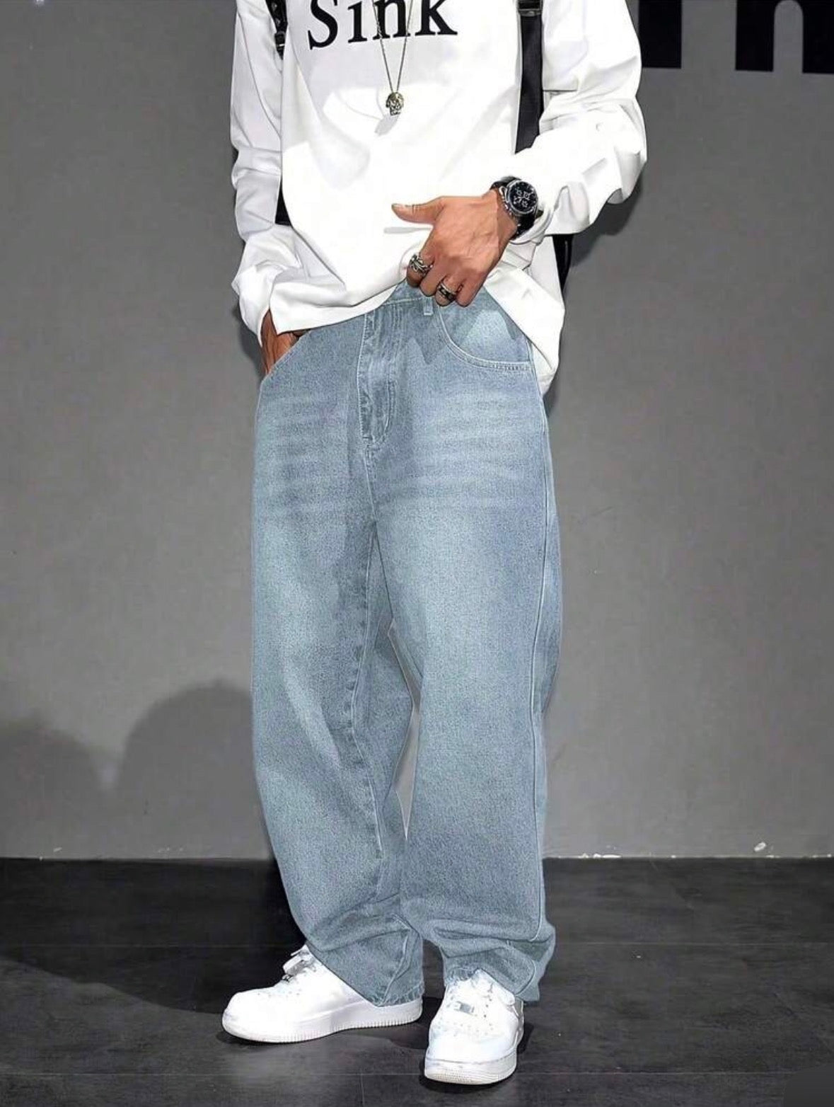 Y2K Straight Leg Washed Denim Jeans for Teenage Boys – Casual Streetwear Style